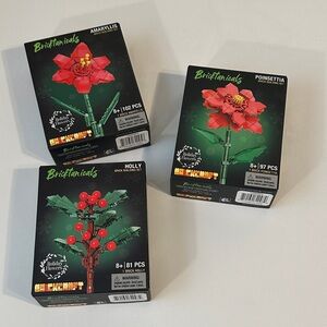3 BRICKTANICALS CHRISTMAS WINTER HOLIDAY FLOWERS